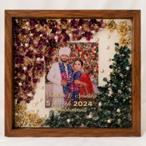 Wooden Frame Varmala Preservation in Resin | Handmade Wedding Mala Preservation Keepsake