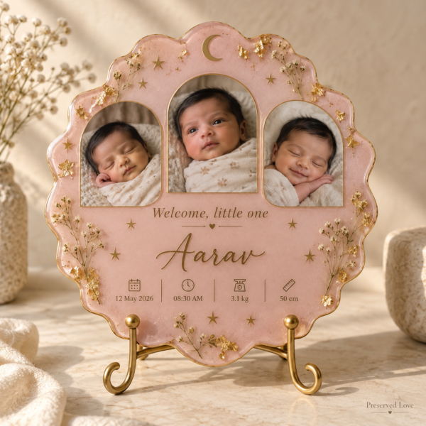 Personalized Baby Birth Details Resin Frame — illustrative design preview