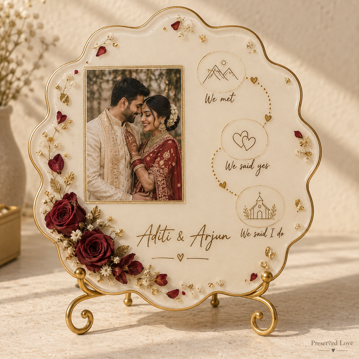 Our Love Story Resin Keepsake — illustrative Preserved Love design preview