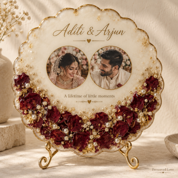Rose & Pearl Double Photo Resin Frame — illustrative design preview